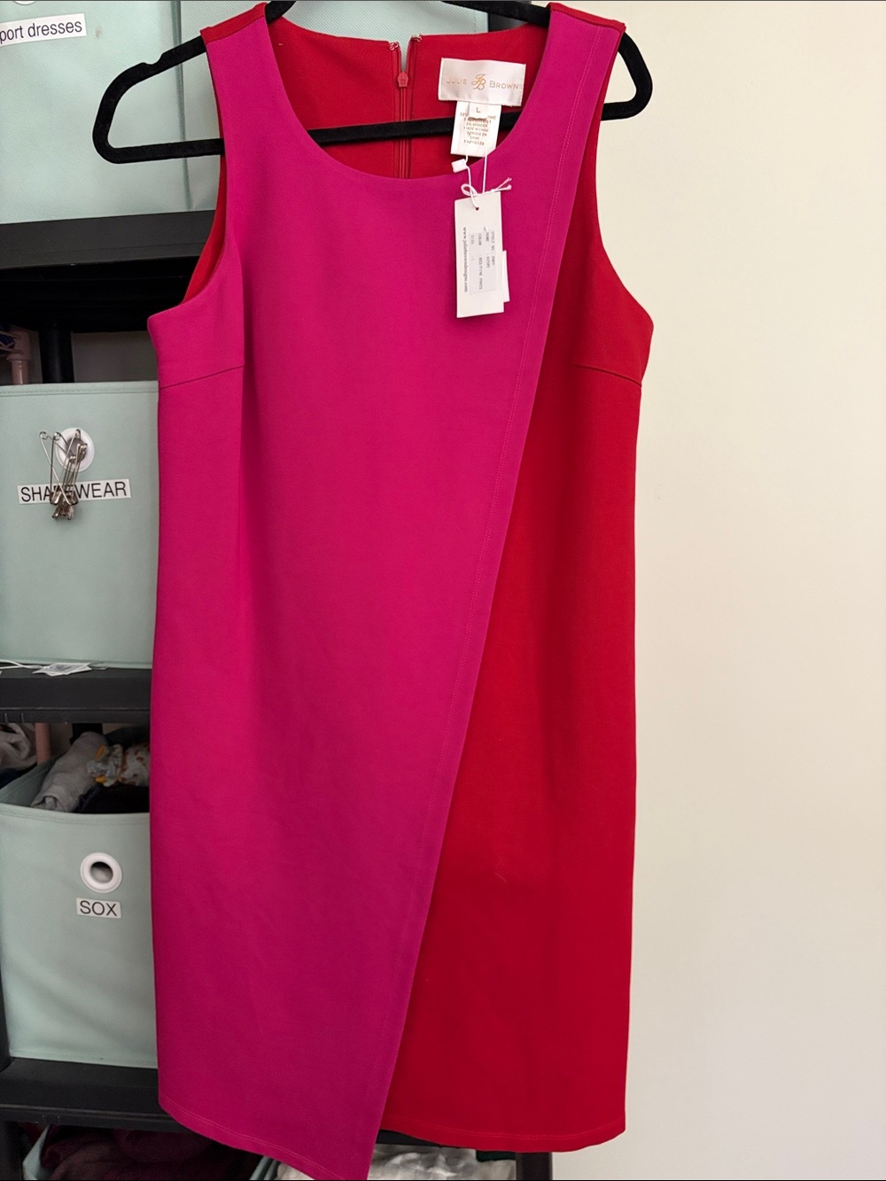 JB by Julie Brown Pink and Red Sleeveless Colorblock Dress